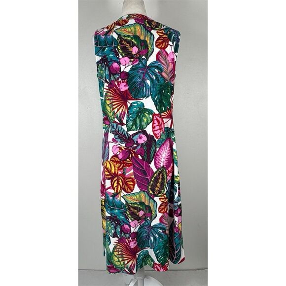 Susan Graver Soleil Brushed Knit Dress Palm Tropical Cover Up Terry Cloth Small - Picture 2 of 15